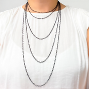 80BR. Black Rhodium 925 Sterling Silver Textured Cable Necklace